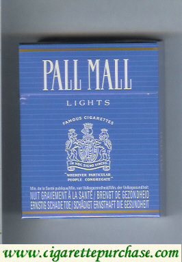 Pall Mall Famous Cigarettes Lights blue 25s cigarettes hard box